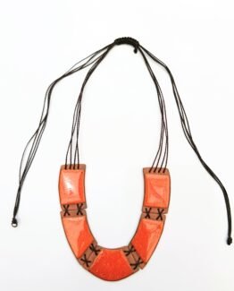 Collar Camila en naranja y azul jeans